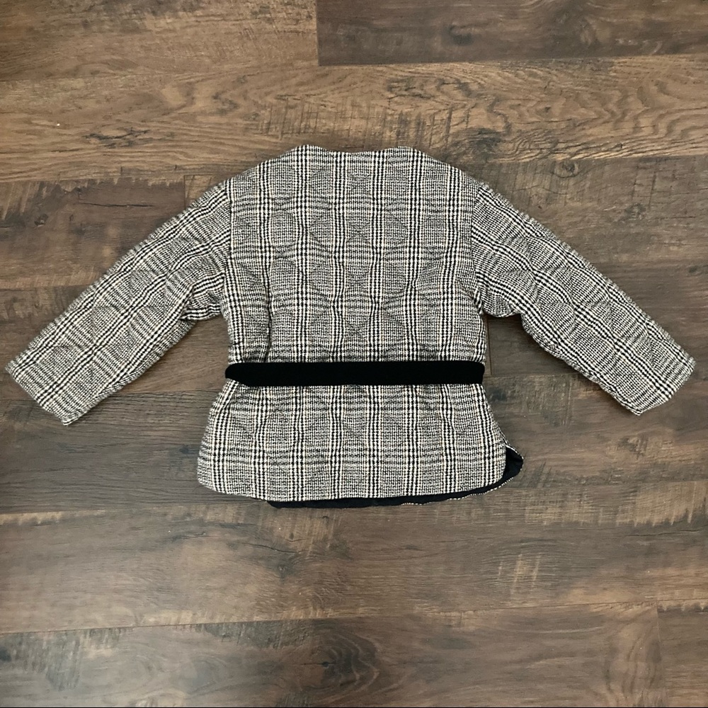 Zara Girls Sz 8 Quilted Wool Blend Plaid Jacket - Picture 5 of 10